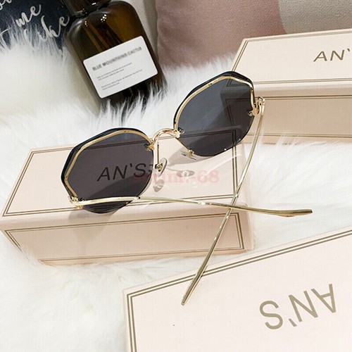Women Fashion Oversized Outdoor Gradient Shades UV400 Glasses Rimless Sunglasses - Picture 8 of 19