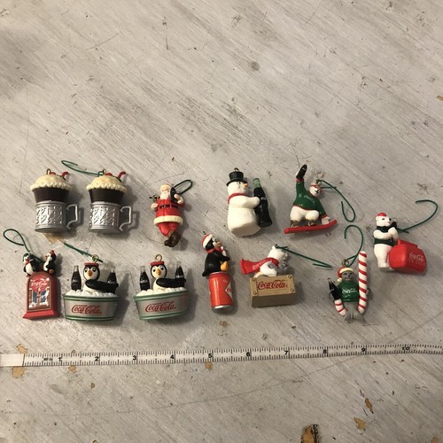 Vintage Lot Of 12 Coca Cola Ornaments Mini Sundae Penguins Polar Bear Santa - Picture 2 of 5