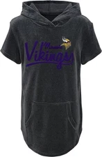 Outerstuff A1622 Girls Grey Minnesota Vikings Short Sleeve Hooded Top Size M