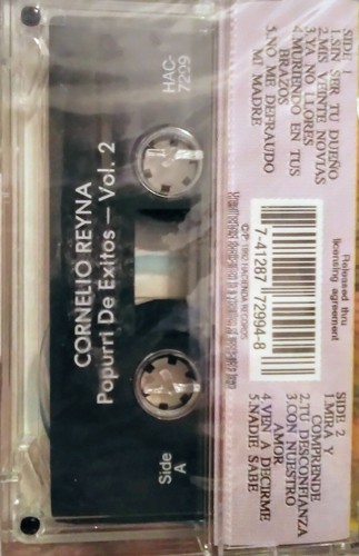 Cornelio Reyna Popurri De Exitos Vol.2 1992 Hacienda Records Cassette - Picture 2 of 2