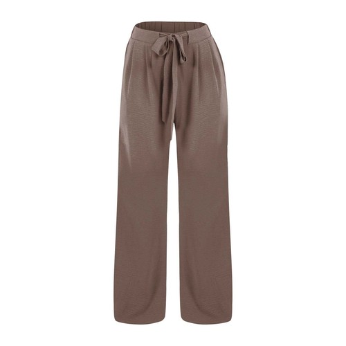 Women's Linen Wide Leg Pants Loose High Waist Beach Haren Trouser With Pockets - Picture 11 of 58