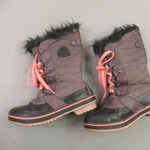 Sorel Boots Womens Size 5 Gray Fur Inside Snow Traction Lace Up - Picture 5 of 6