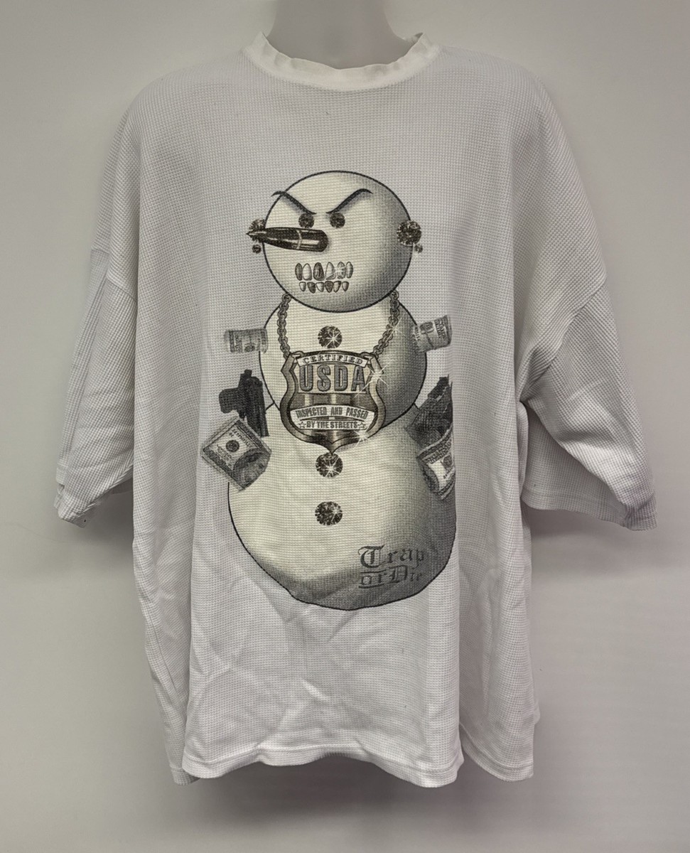 RARE Vintage Young Jeezy Snowman Trap Or Die White T-Shirt Rap