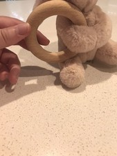 Jellycat Baby Rattle Mini Beige Plush Bunny Teething Ring Soft 6'' Sitting