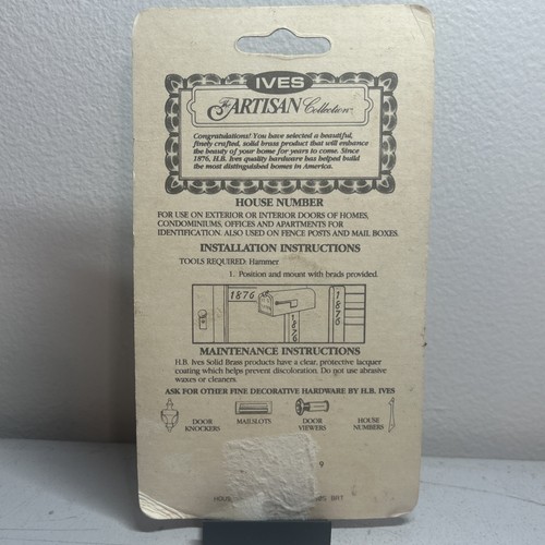 Vtg Ives Artisan Collection House Number 8 Mailbox Street Number Solid Brass New - Picture 4 of 5
