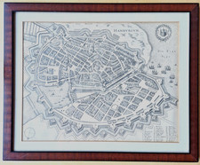 Hamburg, Original Kupferstich Nachdruck Merian 1653, im Holzrahmen, Aufhänger