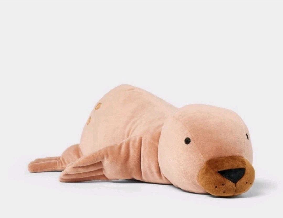 Seal Weighted Plush Kids&rsquo; Throw Pillow Brown - Pillowfort Sensory NWT