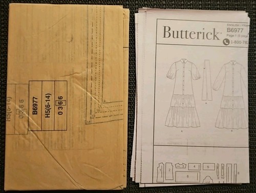 Butterick B6977 6977 Misses' Easy Loose Fitting Tiered Dress  6-14 UNCUT FSHIP  - Picture 6 of 8