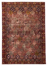 Vintage Red Traditional 6'4" x 9'0" Hand-Knotted Oriental Wool Area Rug