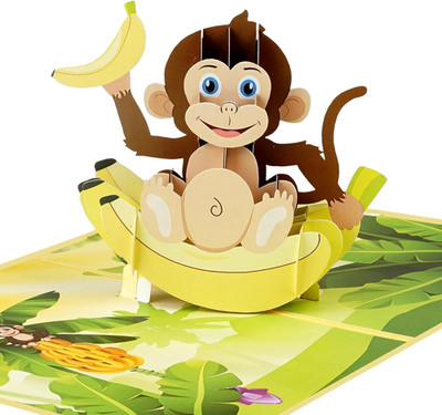 Funny Monkey 3D Pop-Up Greeting Card   You re Awesome, Animal Theme, Encourageme