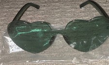 Heart-Shaped Green Tinted Novelty Costume Sunglasses Adult Unisex One Size