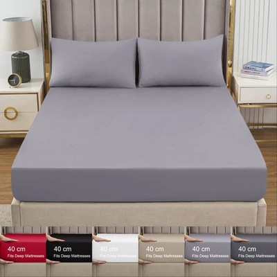 Extra tiefe Spannbettlaken 30 cm / 40 cm Single Double King Queen Size Bettwäsche