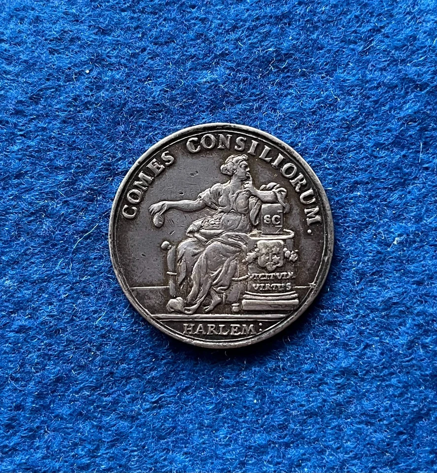 Niederlande Ratsjeton o. J. ca. 1740 Stadt Harlem Silber vz #968 - Bild 2 von 2