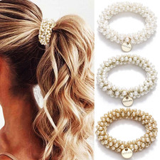 Pearl Hair Tie Fancy Ponytail Holders Beaded Scrunchies Hair Accessories for Wom