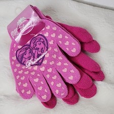 Girls 2 Pair Lot KNIT Gloves Pink DISNEY PRINCESS 1 graphics/1 no graphics