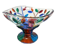 CC Zecchin Murano Rainbow Glass Color Fusion Candy Dish Made in Italy 4" Tall
