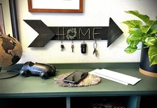 Custom Arrow “HOME” Key Holder Organizer - Wood - Wall-Mounted