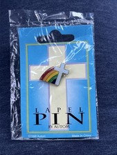 Pride Lapel Pin With Rainbow And Cross