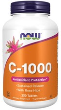 NOW Foods Vitamin C-1000 Sustained Release With Rose Hips 250 Tablets 01/2028EXP