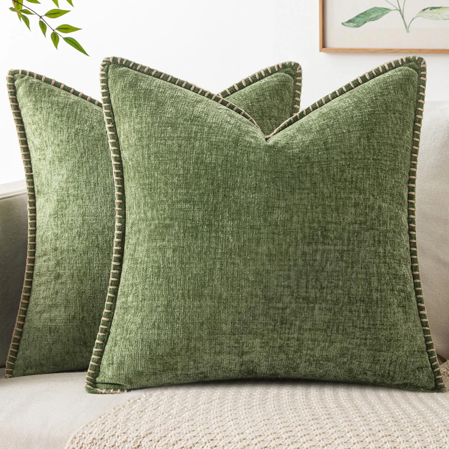 Pack of 2 Couch Throw Pillow Covers 18X18 Inch Sage Green Farmhouse Decorative
Opens in a new window