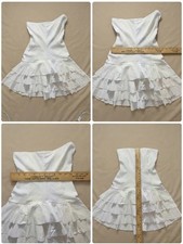 Womens White One Shoulder Ruffle Cocktail Dress M