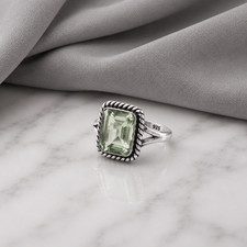 Green Amethyst Gemstone 925 Sterling Silver Designer Promise Ring Gift For Women