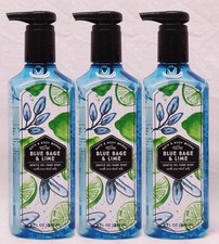 3 Bath  Body Works BLUE SAGE LIME Gentle Cleansing Gel Hand Soap Wash