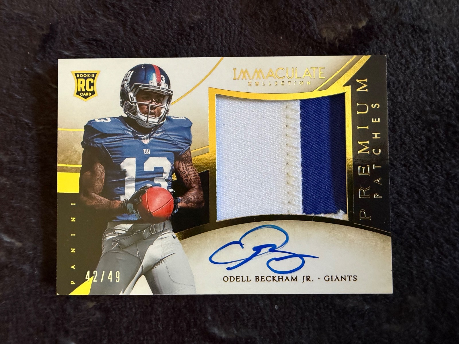 Odell Beckham 2014 Immaculate Collection SP On-Card 2-Clr Patch Auto Rookie #/49