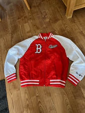 Champion Herren Collegejacke M rot/weiß, Reißverschluss, besticktes Logo