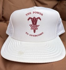 Vintage 80s 90s Sportcap Foam Mesh Trucker SnapBack Hat Power To Overcome White