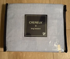 Cremieux- Classic Seersucker KING BEDSKIRT NIP MSRP $65! Baby Blue