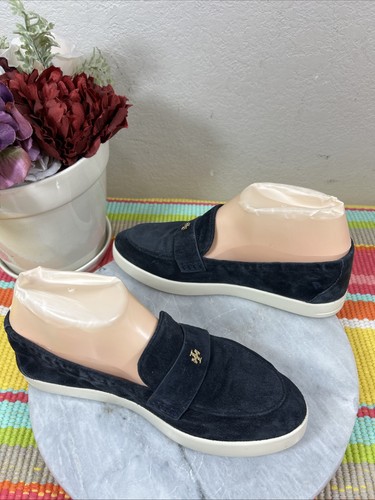 Mocasín de ballet de gamuza negro Tory Burch zapatos planos de conducción logotipo dorado para mujer EE. UU. 6 M - Imagen 5 de 12