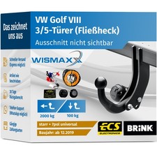 ANHÄNGERKUPPLUNG für VW Golf VIII ab 19 starr BRINK +7pol E-Satz ABE