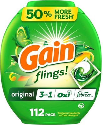 Gain Flings Laundry Detergent Pacs, Odor Defense, 112 112 Count (Pack of 1) 