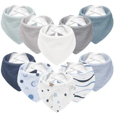 Muslin Baby Bibs 10Pack Bandana Drool Bibs Soft Adjustable Newborn for Unisex...