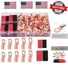 160Pcs Copper Wire Lugs 4 6 8 10 12 with Heat Shrink Set, 80Pcs Battery Cable...
