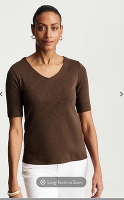 NWT! PIMA SLUB ELBOW SLEEVE TEE-2X-COCOA BEAN-BEAUTIFUL!