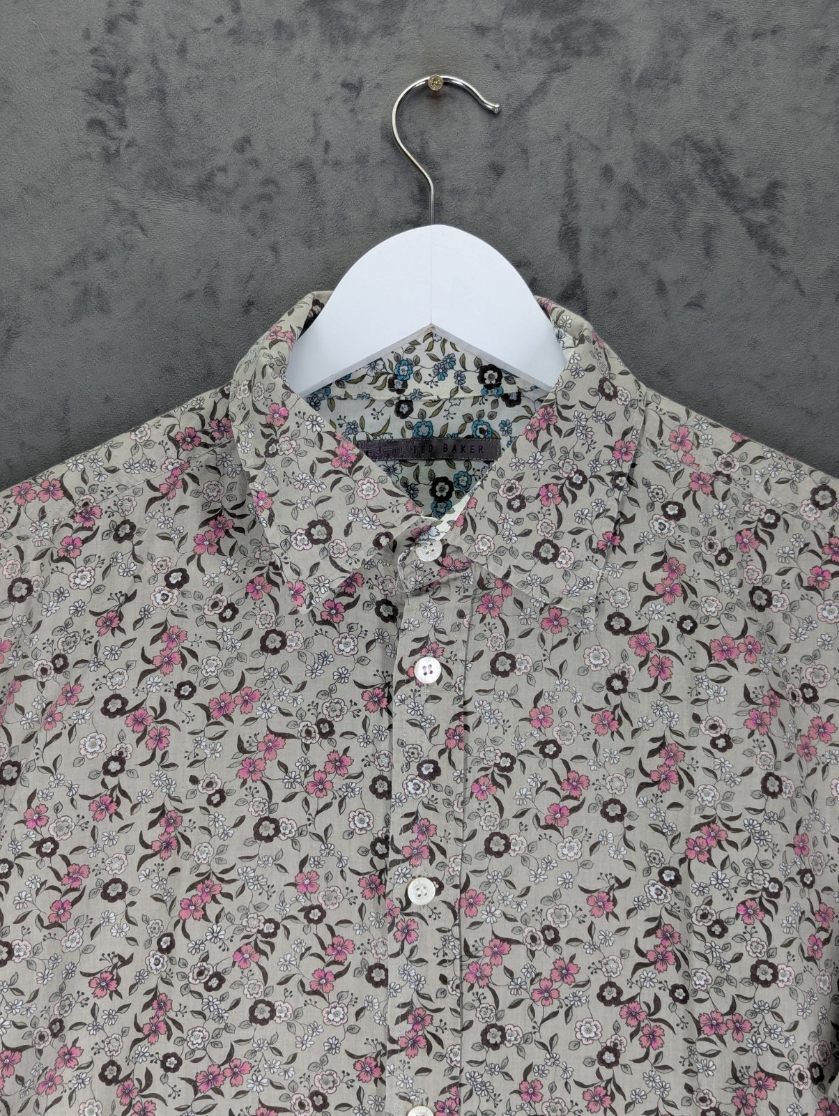 Ted Baker Shirt Mens Size Large Floral Long Sleeve Cotton Summer Button Up image 2