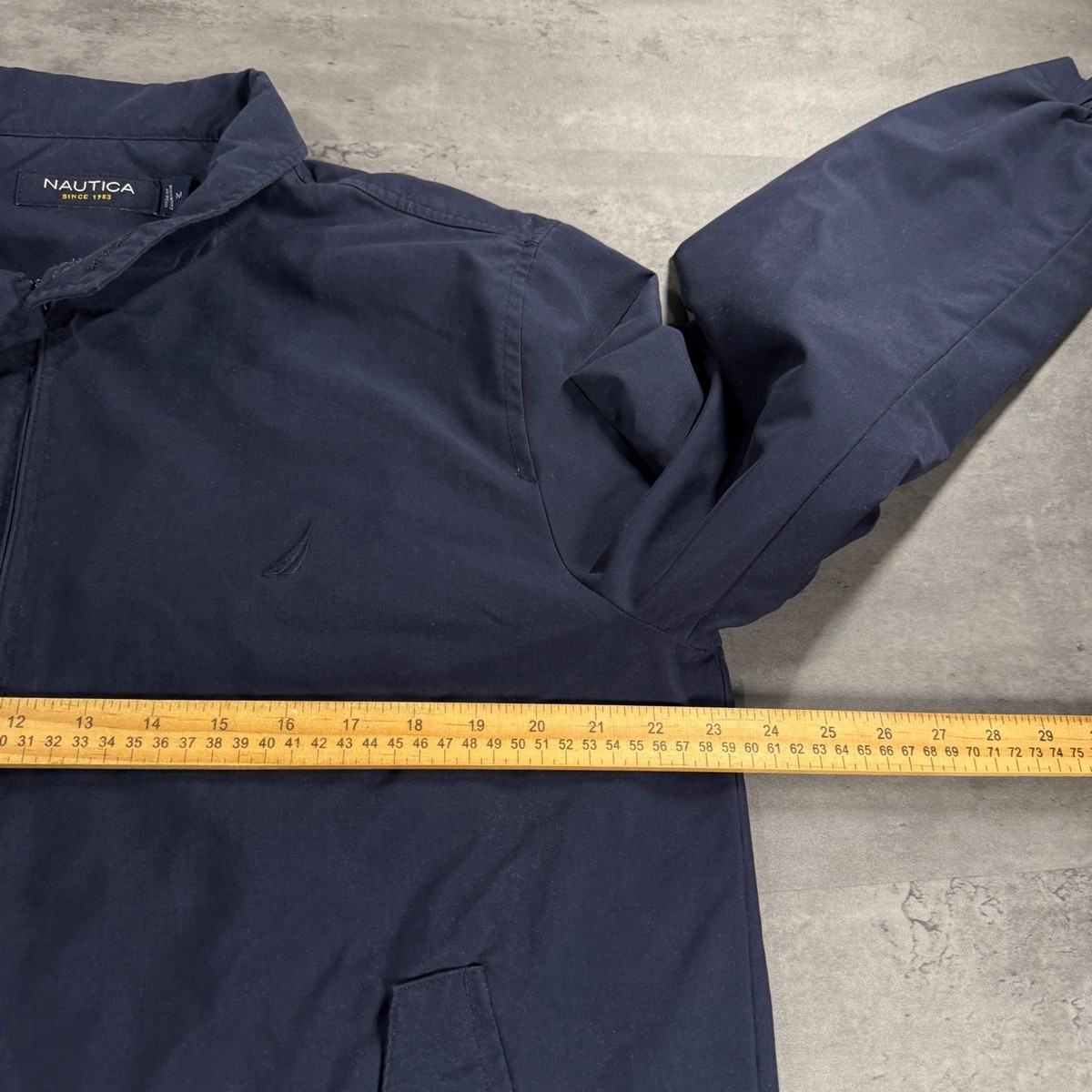 Nautica Harrington Jacket Men M Navy Blue Full Zip Cotton Bomber