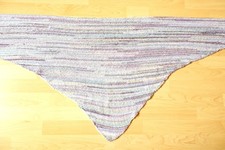 Schal Stola Dreieckstuch Strick Handarbeit Wolle blau weiß sehr weich 210x73 cm