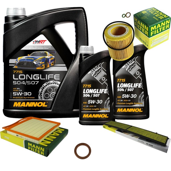 MANN-FILTER Inspektionspaket Mannol 7L Longlife 5W-30 FüR Bmw 3Er Cabriolet-image