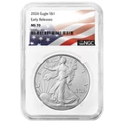 2026 $1 1-oz American Silver Eagle NGC MS70 ER Flag Label