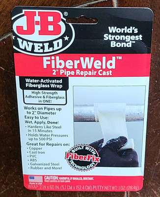 J-B Weld FiberWeld 2'' Pipe Repair Cast -Water Activated Fiberglass Wrap- #38260