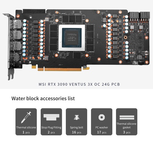 For MSI RTX3090 3080Ti VENTUS 3X Barrow BS-MSV3090-PA2 GPU Water Cooling Bloc - Afbeelding 5 van 11