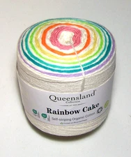 875 yard ball of Queensland RAINBOW CAKE 100% Organic Cotton Yarn #202 EGGSHELL