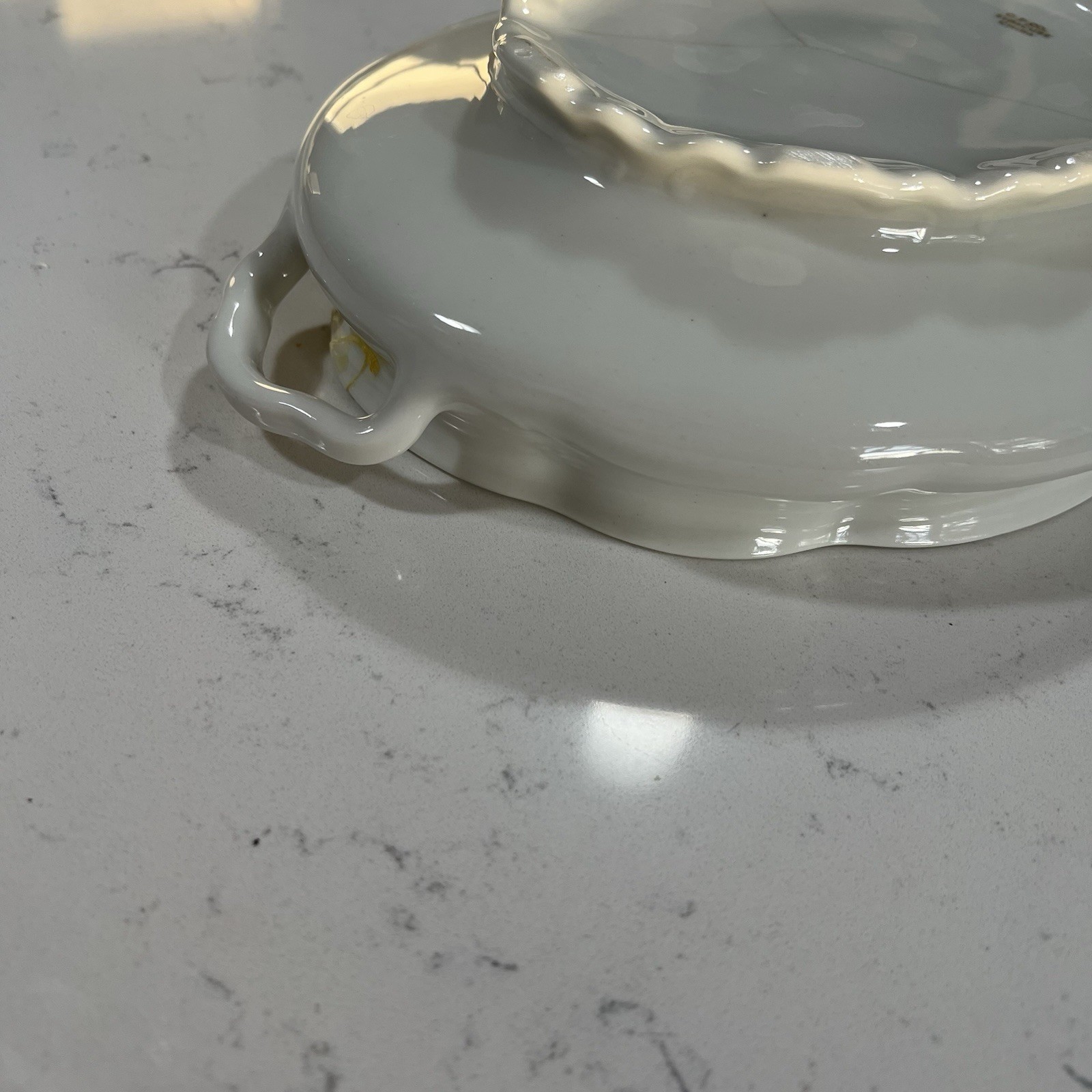 Vintage Covered Dish Tureen Soup Serving Bowl O. P. Co. Syracuse White Lid China