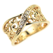K10YG diamond ring pinky - Auth free shipping from Japan- Auth SELBY_JAPAN
