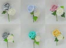 Double Wedding Buttonholes, Prom, Groom, Guests, Artificial Flowers