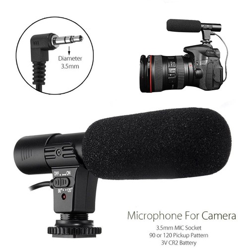 3.5mm Camera Microphone Universal Stereo for Canon Nikon DSLR DV Camcorder - Picture 4 of 10