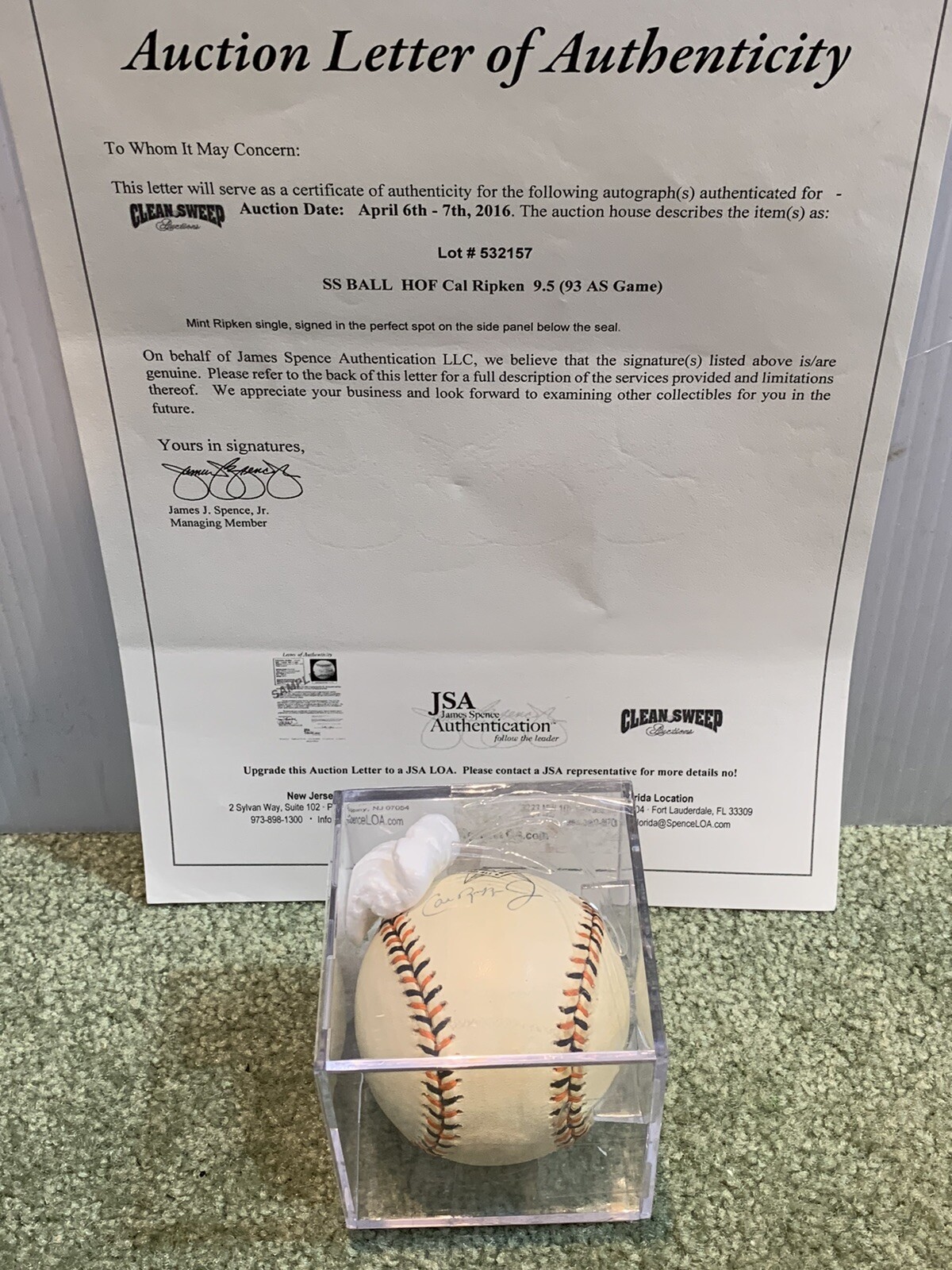 Cal Ripken Jr Autographed Signed Assorted JSA LOA COA 1993 All Star Game Baseball . Orioles Ball MLB 